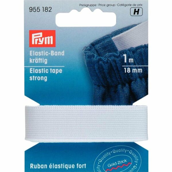 Prym Elastic Band Gummi kräftig weiß 18mm 1m